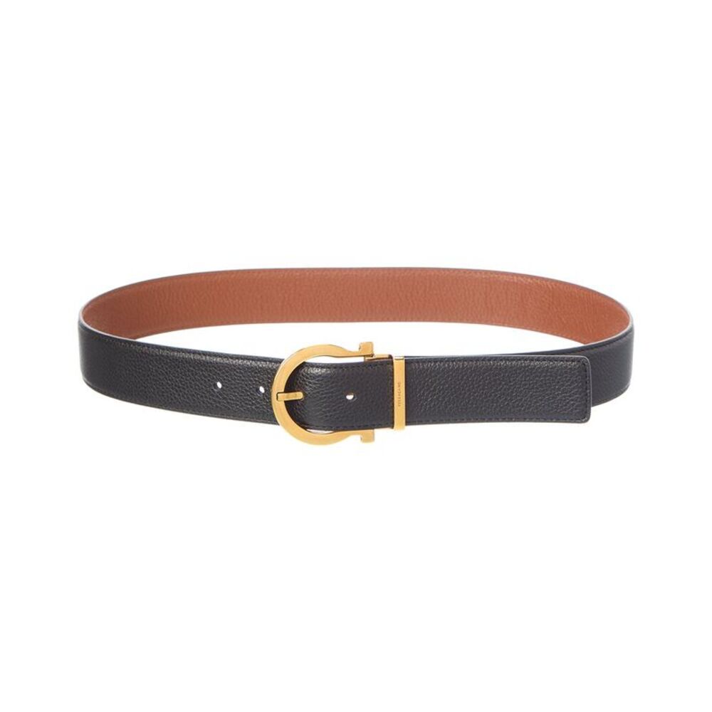 Ferragamo Gancini Reversible & Adjustable Leather Belt, Black